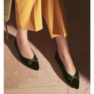 Birdies Black Velvet Flats with Bow